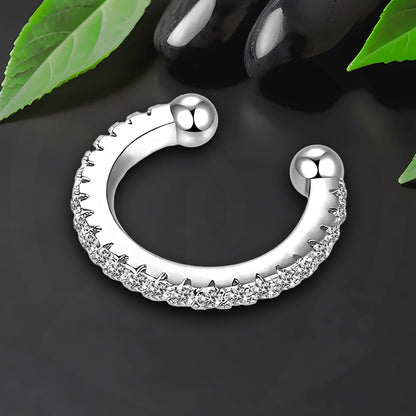 Platinum Plated Ear Cuff in Classic Style with Zirconia