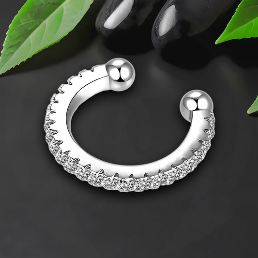 Platinum Plated Ear Cuff in Classic Style with Zirconia