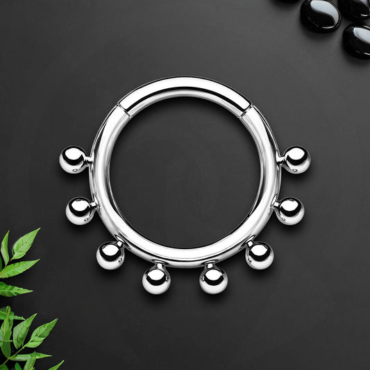 Titanium Clicker Ring with Eight Beads