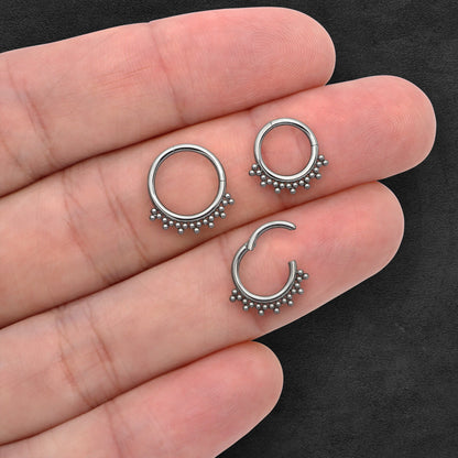 Titanium Clicker Ring with Small Beads