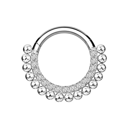 Titanium Clicker Ring with Beads and Crystals