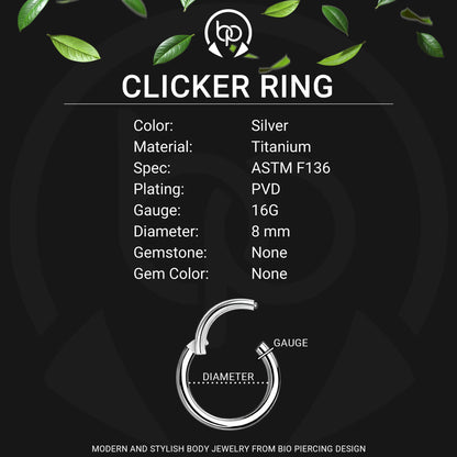 Titanium Clicker Ring with Double Lines and Beads