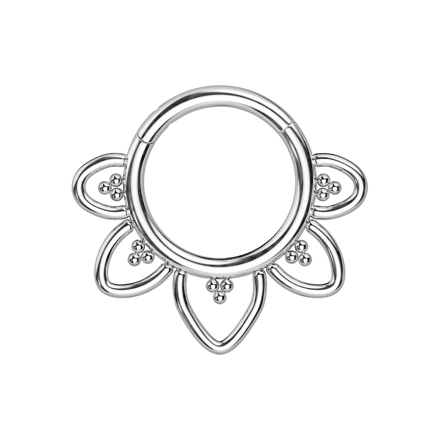 Titanium Clicker Ring with Flower Petals
