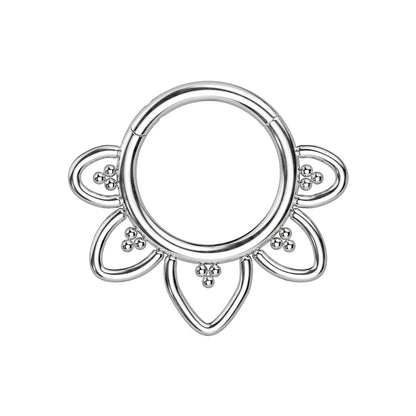 Titanium Clicker Ring with Flower Petals