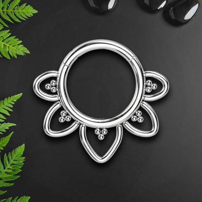 Titanium Clicker Ring with Flower Petals