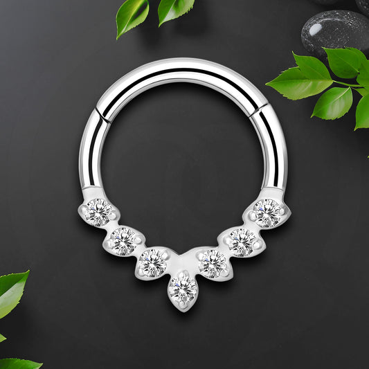 Titanium Clicker Ring in Modern Style with Crystals