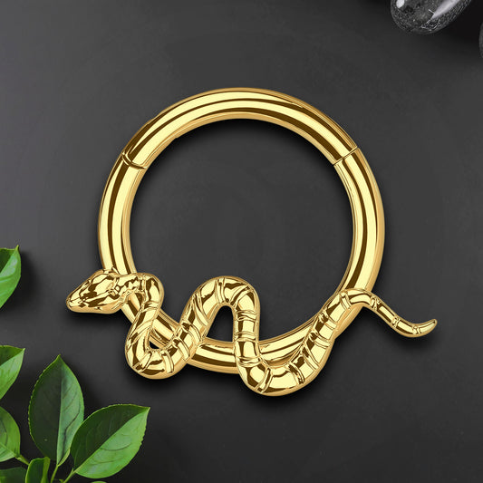 Titanium Clicker Ring with Twisted Snake