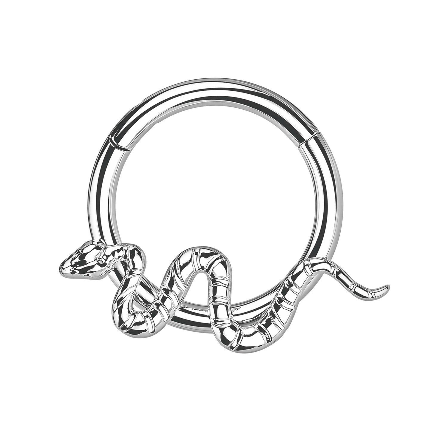 Titanium Clicker Ring with Twisted Snake