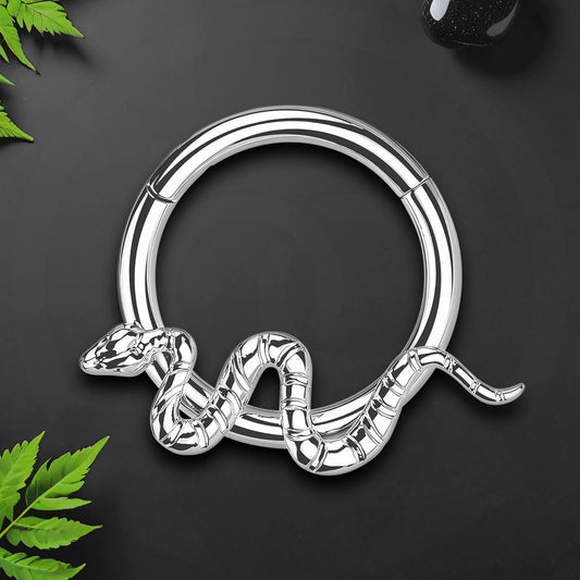 Titanium Clicker Ring with Twisted Snake