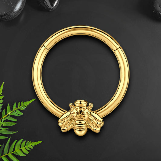 Titanium Clicker Ring with Fly Figure
