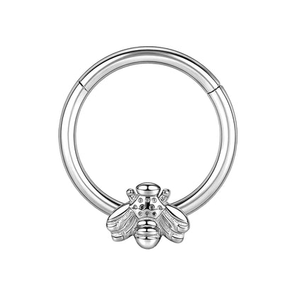 Titanium Clicker Ring with Fly Figure