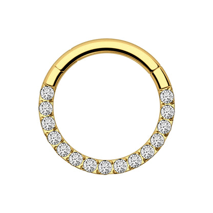 Titanium Clicker Ring in Classic Style with Clear CZ