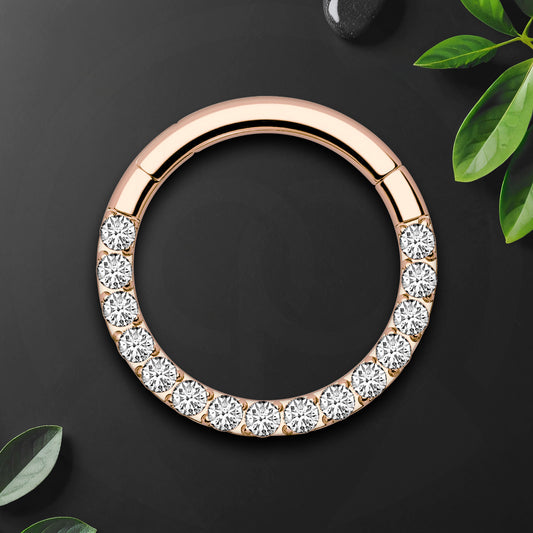 Titanium Clicker Ring in Classic Style with Clear CZ