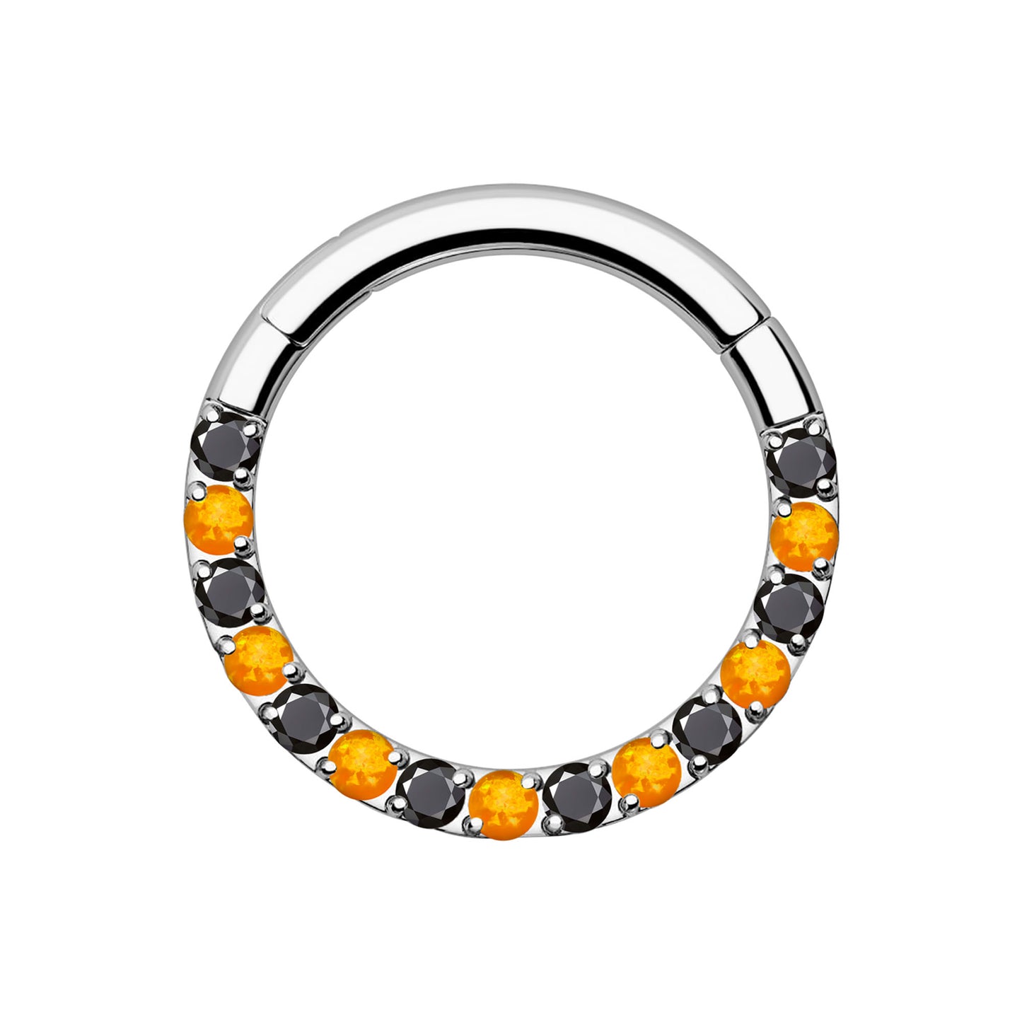 Titanium Clicker Ring in Classic Style with Orange Opal