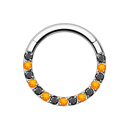 Titanium Clicker Ring in Classic Style with Orange Opal