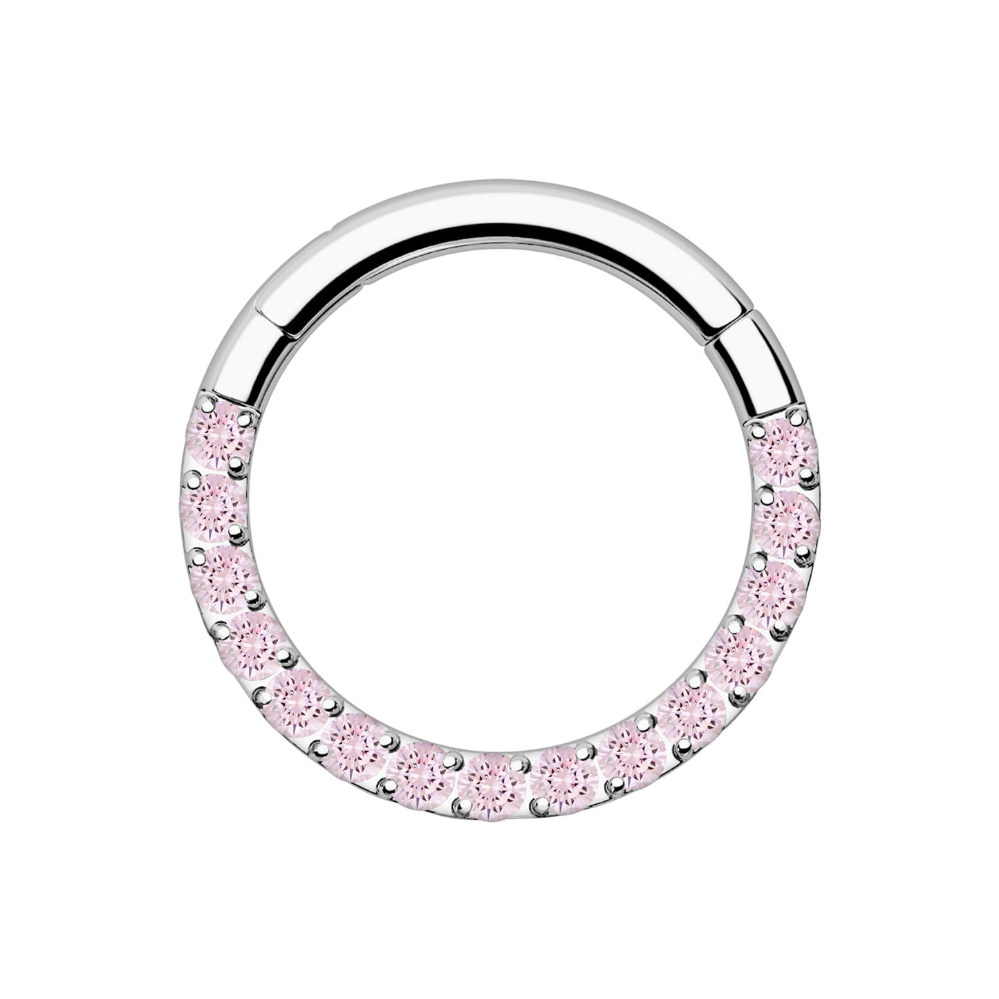 Titanium Clicker Ring in Classic Style with Pink CZ