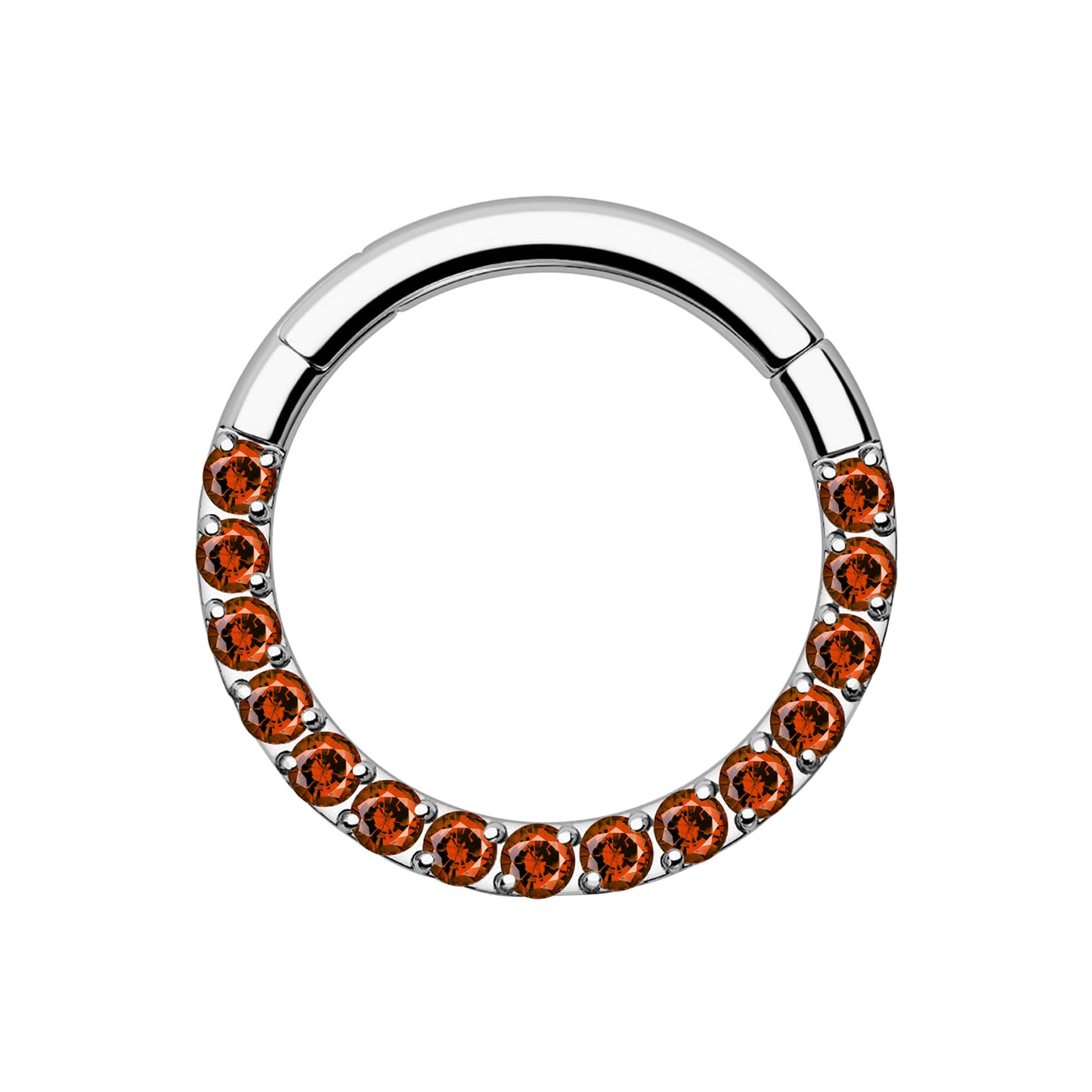 Titanium Clicker Ring in Classic Style with Red CZ