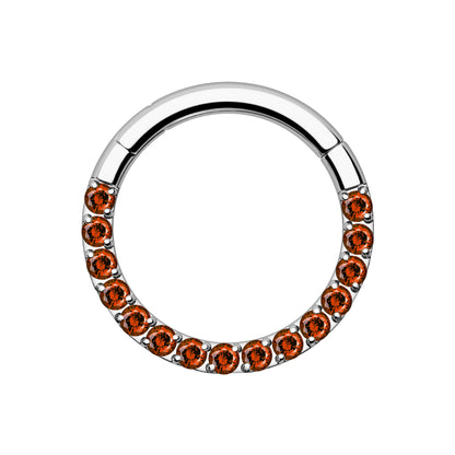 Titanium Clicker Ring in Classic Style with Red CZ