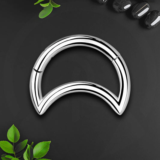 Titanium Clicker Ring in Crescent Shape