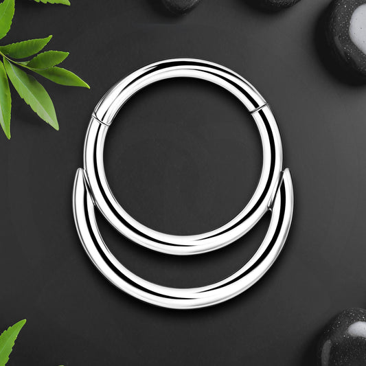Titanium Clicker Ring with Double Hoops