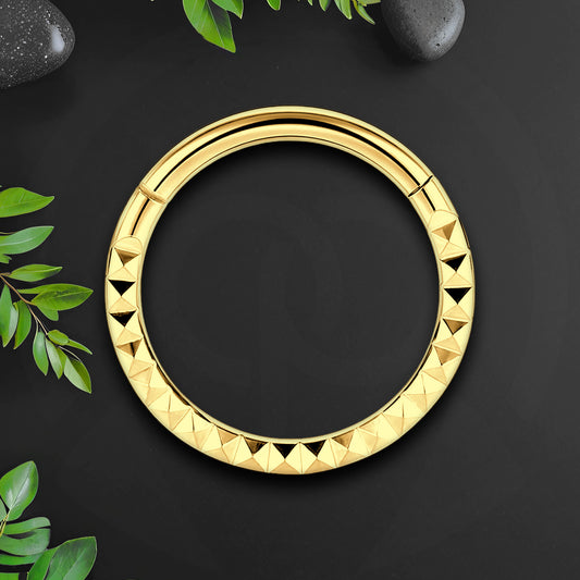 Titanium Clicker Ring with Pyramid Pattern