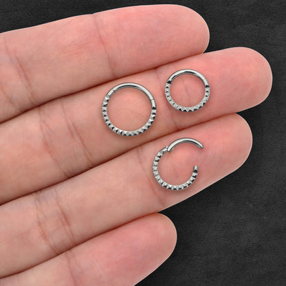 Titanium Clicker Ring with Pyramid Pattern