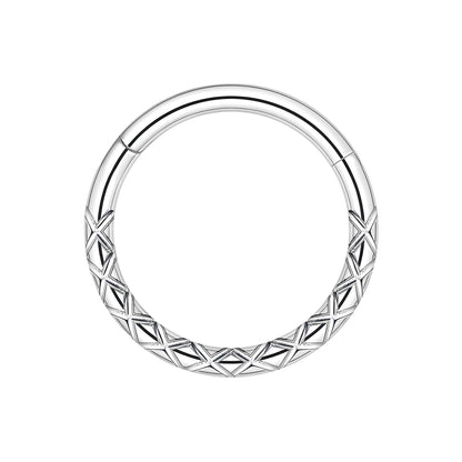 Titanium Clicker Ring with Crosses Pattern