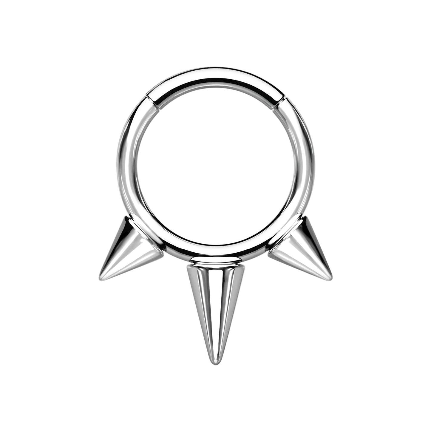 Titanium Clicker Ring with Three Spikes