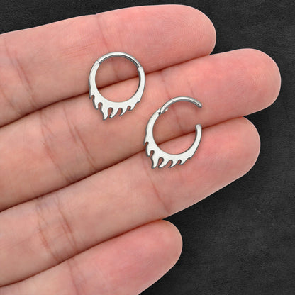 Titanium Clicker Ring in Flame Shape