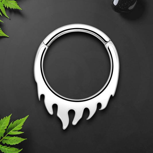 Titanium Clicker Ring in Flame Shape