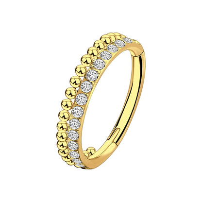 Titanium Clicker Ring with Beads and Crystals