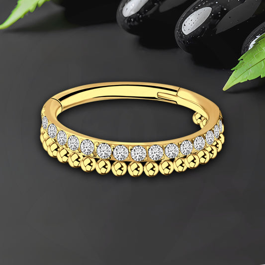 Titanium Clicker Ring with Beads and Crystals