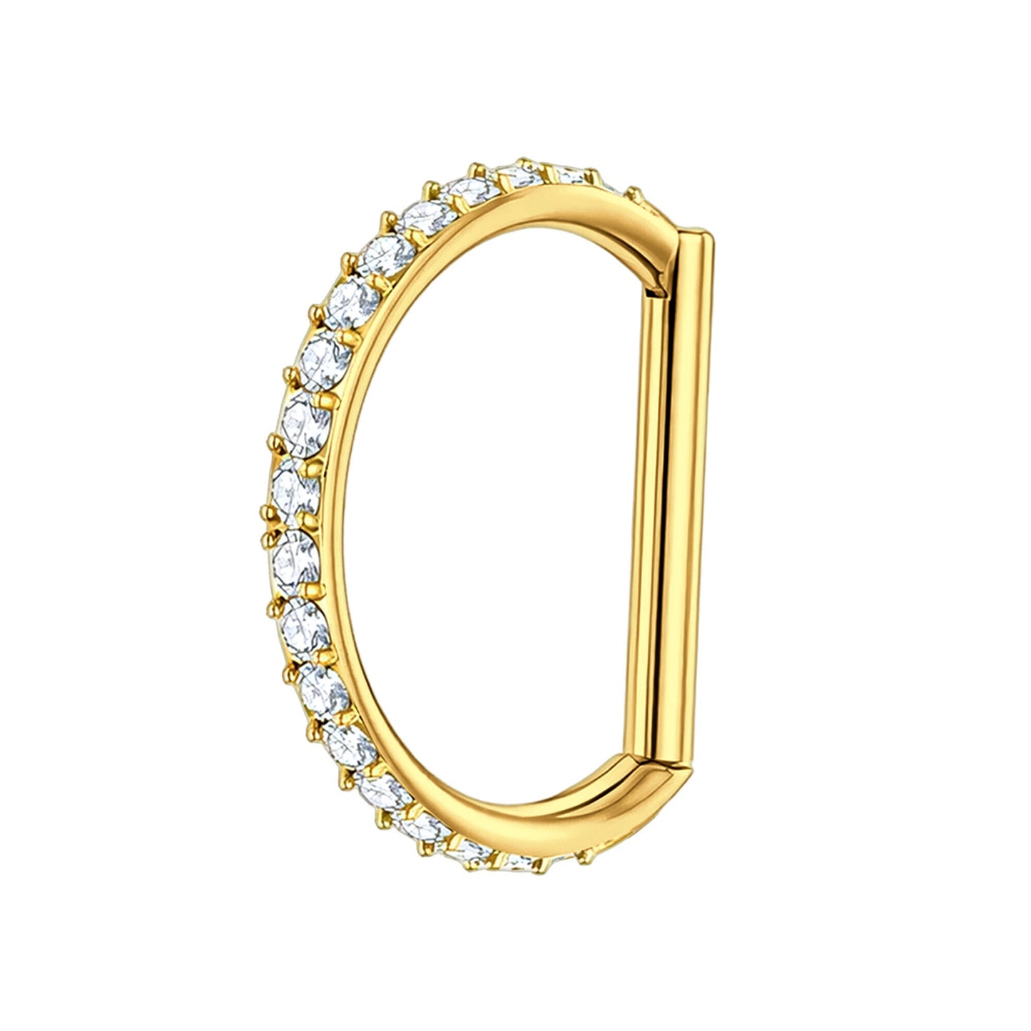 Titanium Clicker Ring in D Shape Style and Zirconia