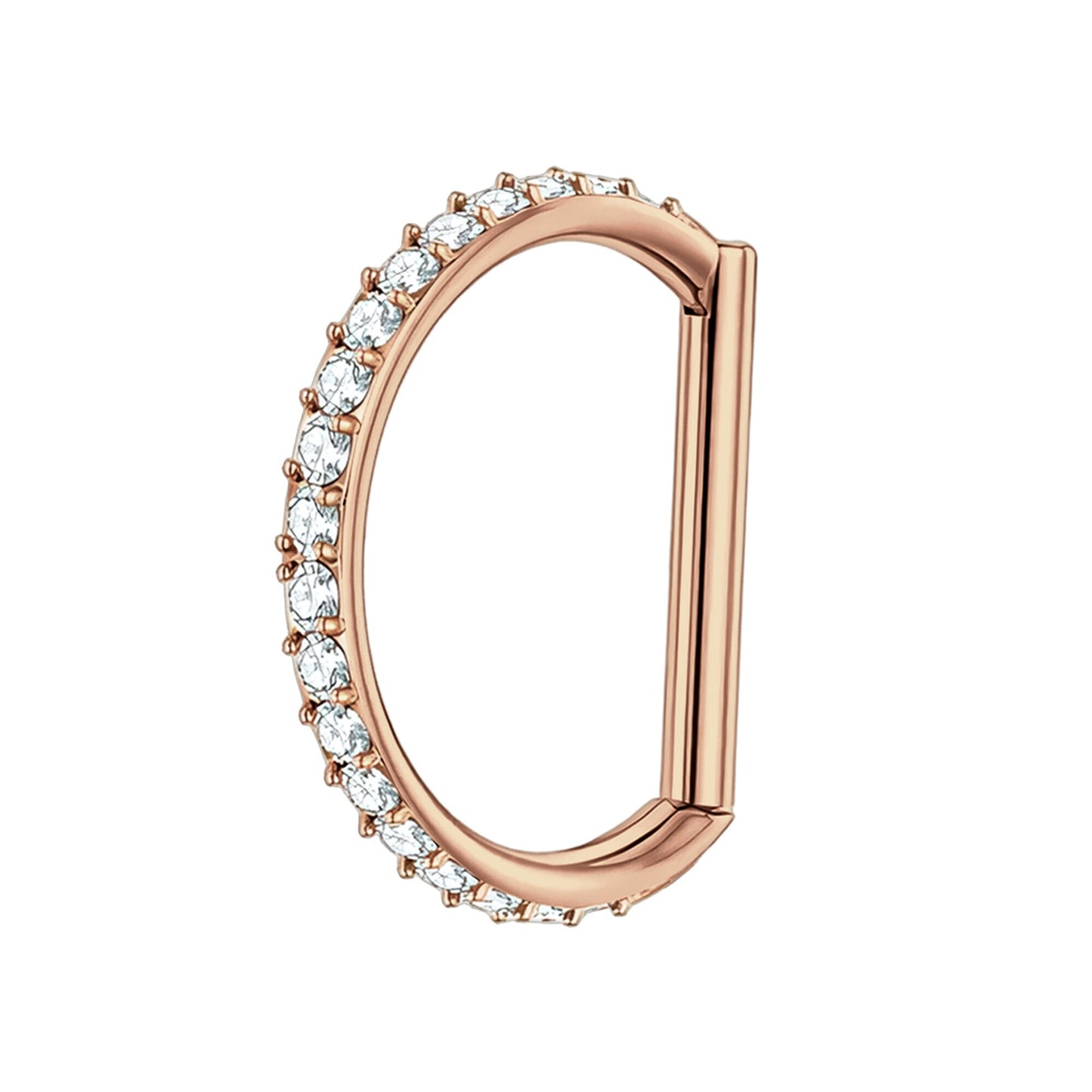 Titanium Clicker Ring in D Shape Style and Zirconia