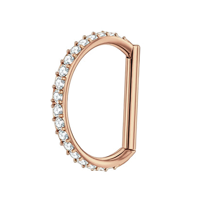 Titanium Clicker Ring in D Shape Style and Zirconia
