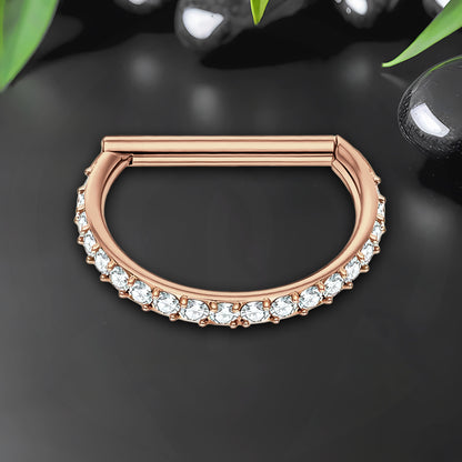 Titanium Clicker Ring in D Shape Style and Zirconia