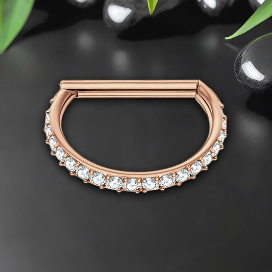 Titanium Clicker Ring in D Shape Style and Zirconia