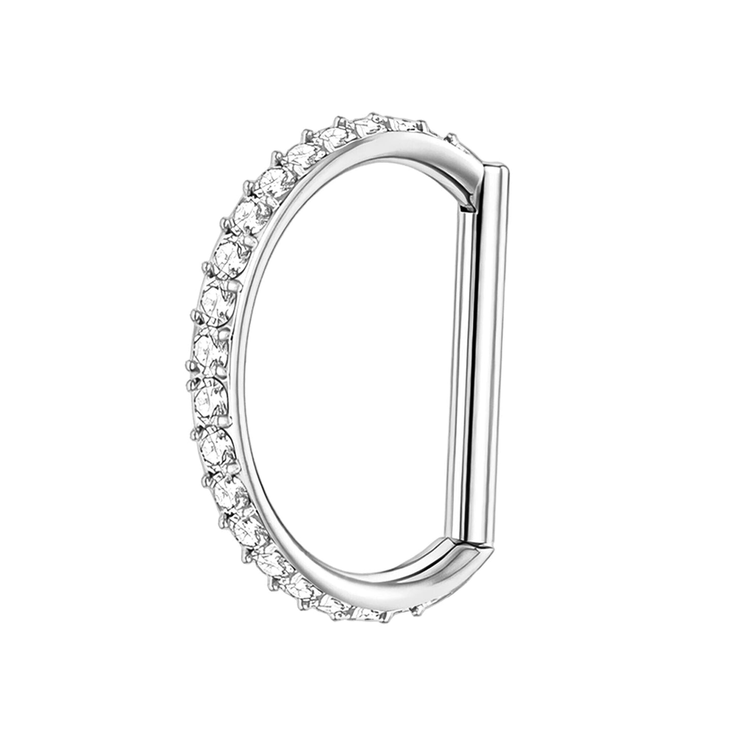 Titanium Clicker Ring in D Shape Style and Zirconia