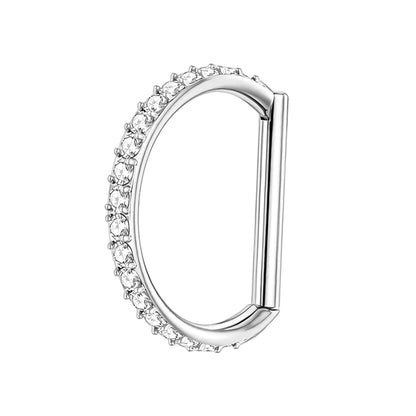 Titanium Clicker Ring in D Shape Style and Zirconia