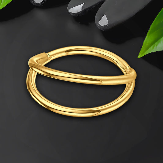Titanium Clicker Ring in Classic Double Hoops Style
