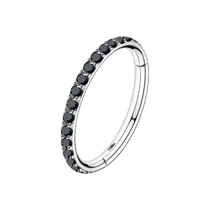 Titanium Clicker Ring in Classic Style with Black Zirconia