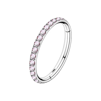 Titanium Clicker Ring in Classic Style with Pink Zirconia
