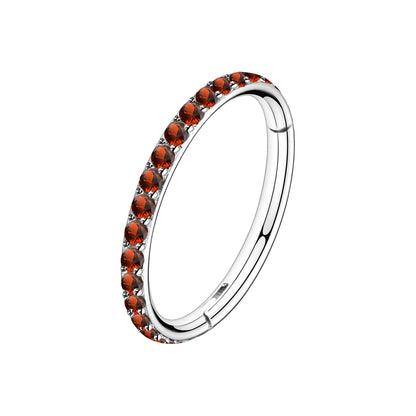 Titanium Clicker Ring in Classic Style with Red Zirconia