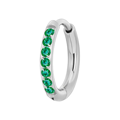 Titanium Clicker Ring in Classic Earring Style and Green CZ
