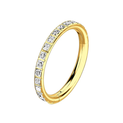 Titanium Clicker Ring with Square Zirconia