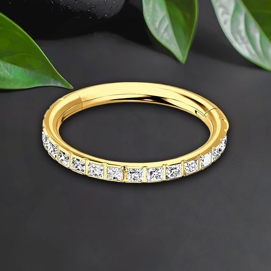 Titanium Clicker Ring with Square Zirconia