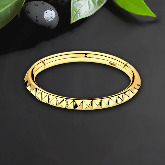Titanium Clicker Ring with Pyramid Pattern