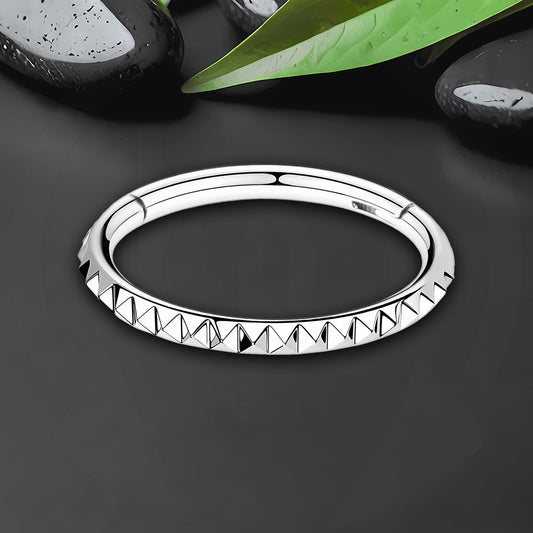 Titanium Clicker Ring with Pyramid Pattern