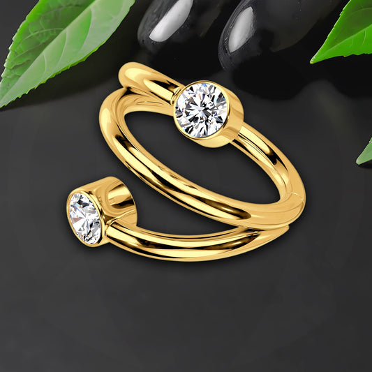 Titanium Clicker Ring in Spiral Shape and Zirconia