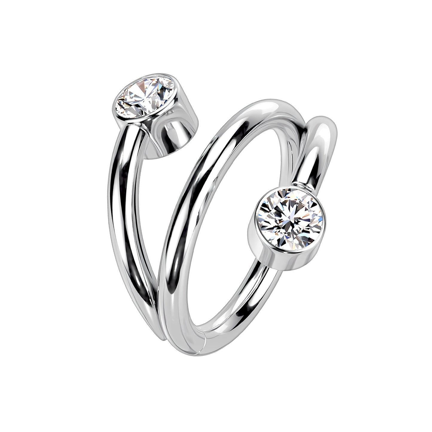 Titanium Clicker Ring in Spiral Shape and Zirconia
